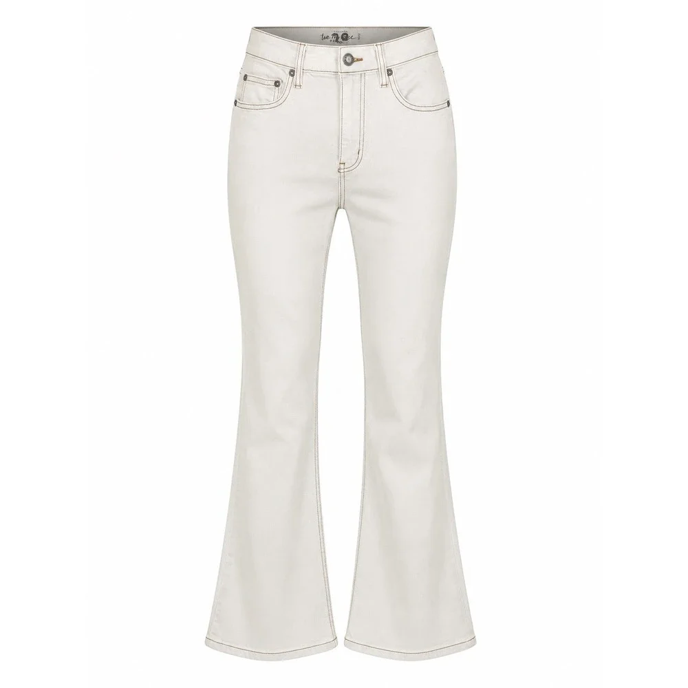 We The Free Free People CRVY High Rise Flare Jeans Cream Off White Size 28